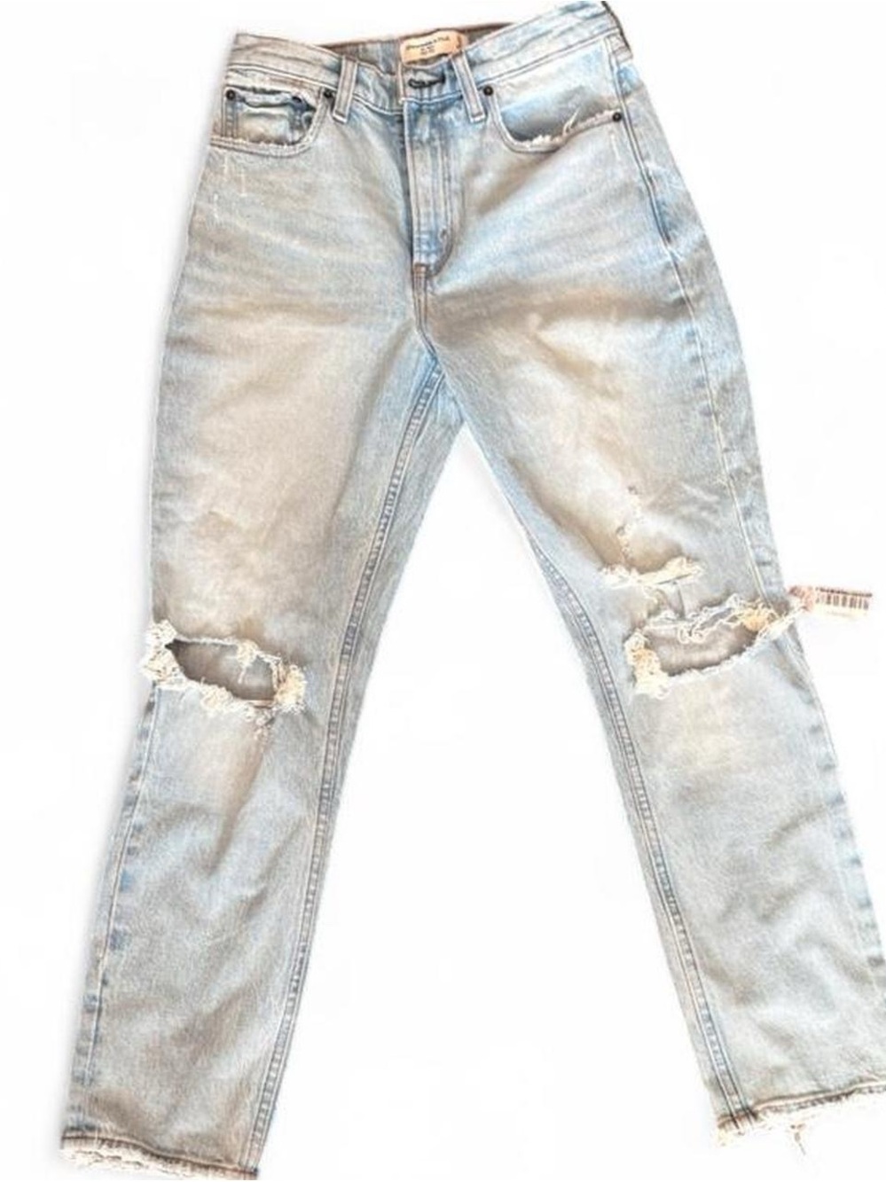 Abercrombie & Fitch Light Blue Distressed Boyfriend Jeans